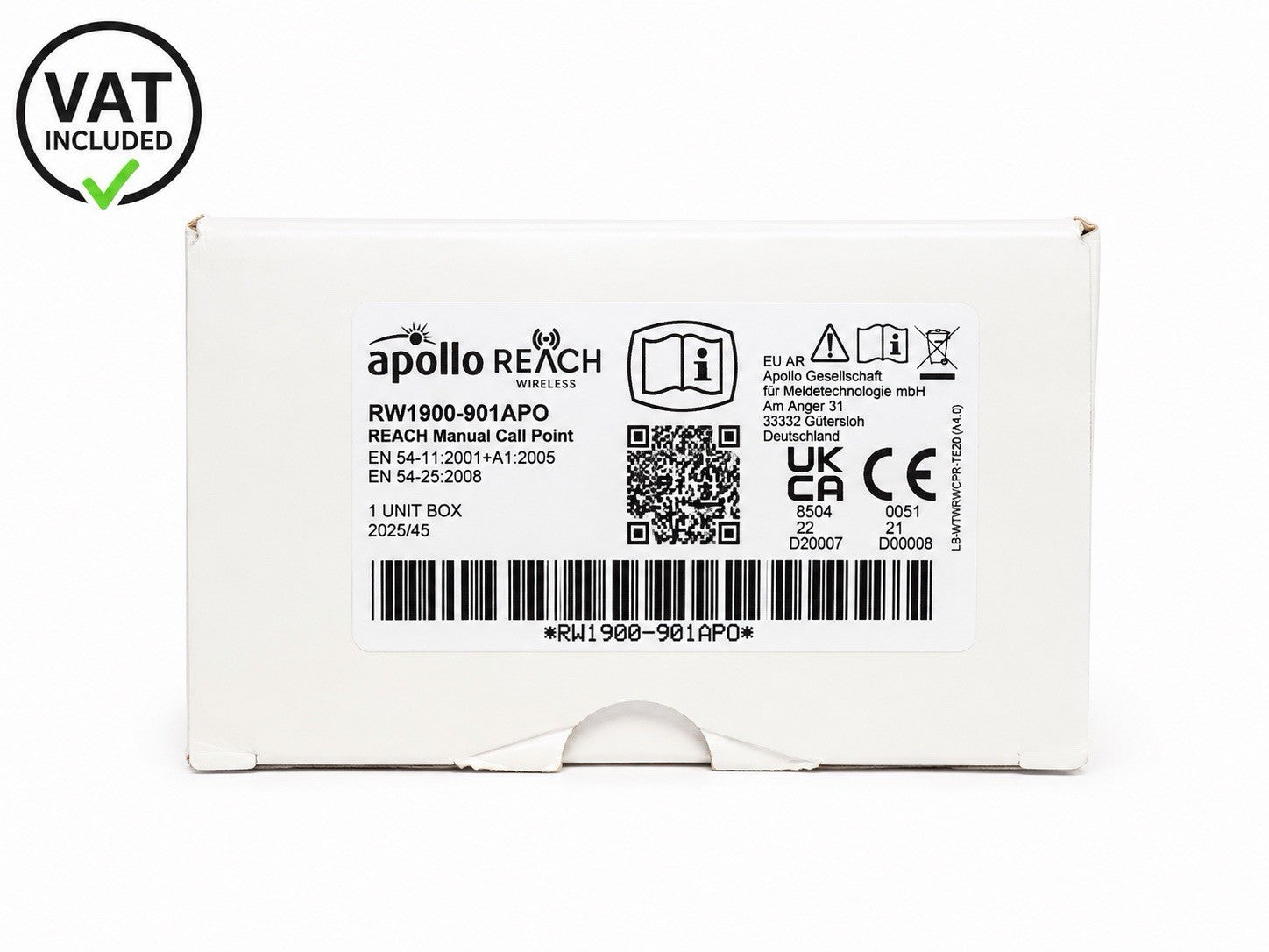 Apollo REACH RW1900-901APO Wireless Manual Call Point Brand New Fire Alarm MCP