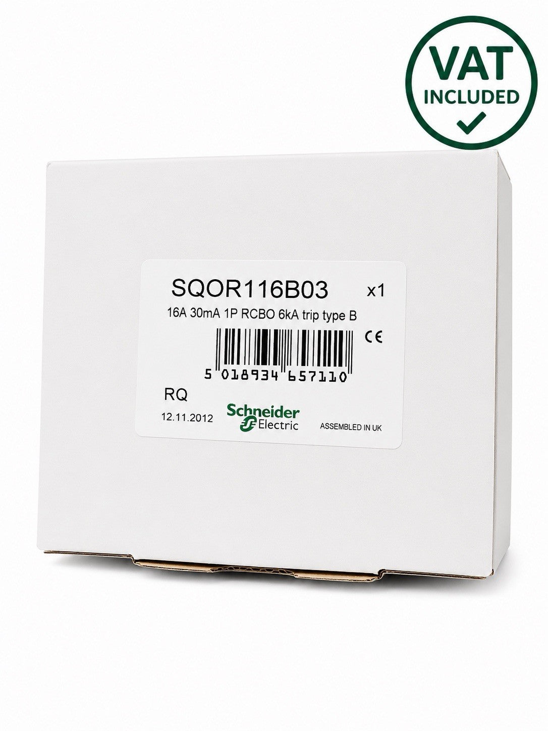 Schneider Square D RCBO SQOR116B03 16A B Curve 30mA 6kA 1P Brand New VAT Inc
