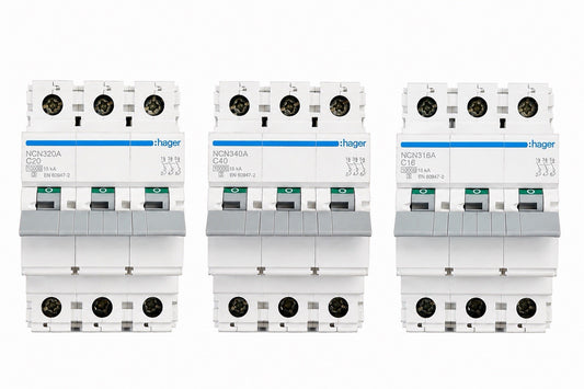 Hager 3 Phase MCB Bundle C16 C20 C40 15kA Triple Pole New Other
