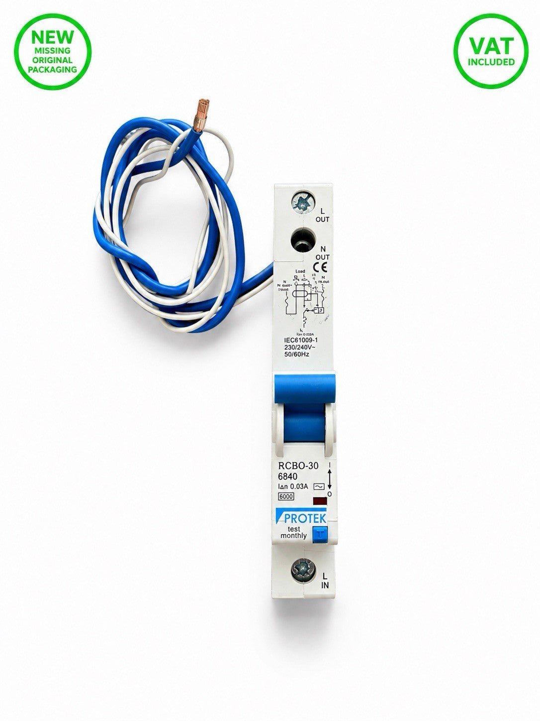 Protek RCBO-30 6B40 40A 30mA RCBO Circuit Breaker New Other VAT Included