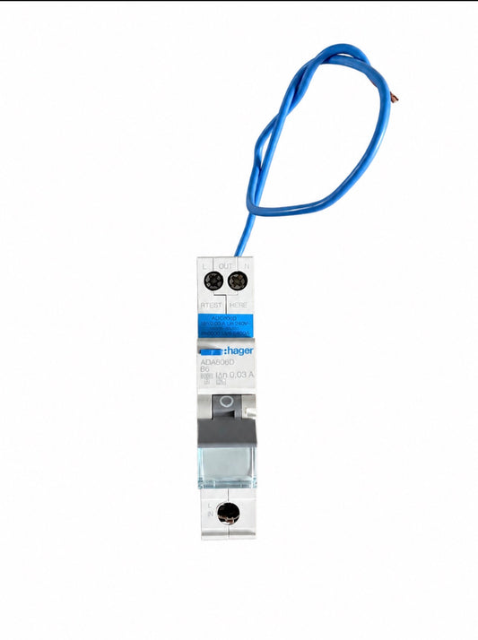 Hager RCBO 6 Amp 30mA Type B 6A Compact B6 ADA Range ADA306G - VAT included