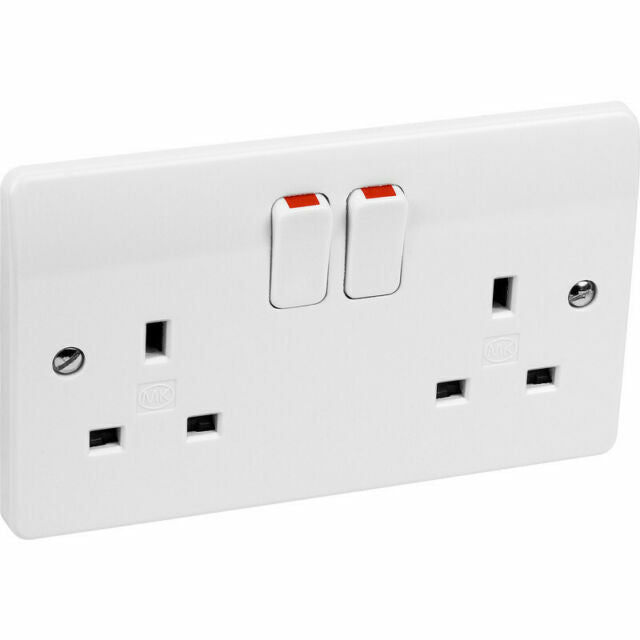 MK Logic Plus K2746WHI 13A 2 Gang DP Switched Double Socket White Brand New
